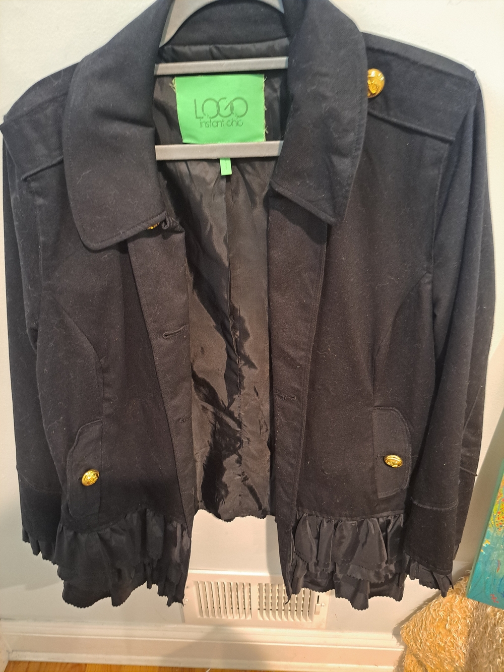Black Ruffle Hem Women's Jacket